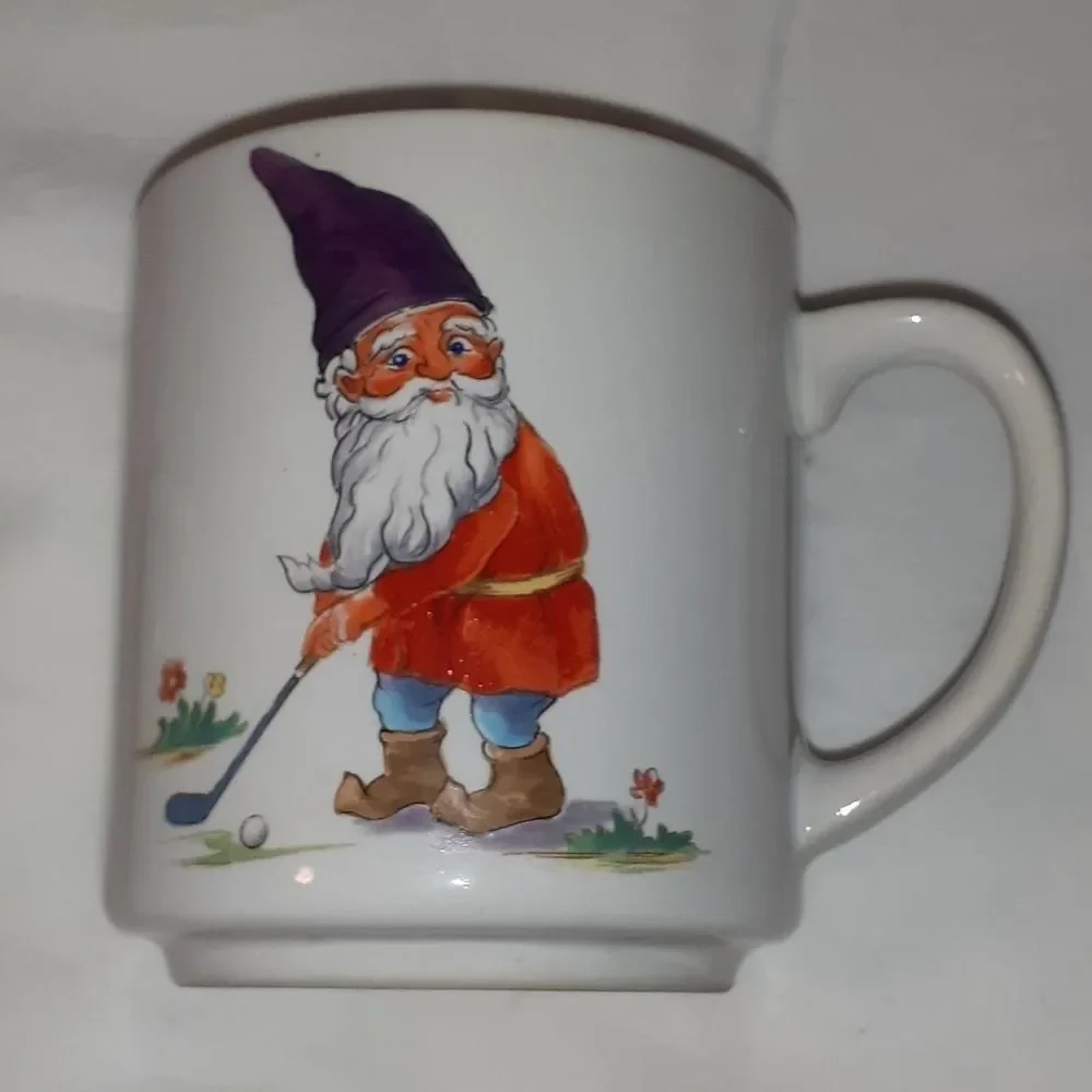 Vintage Set of 4 Sporting Elves‎ Gnomes Mugs Cups